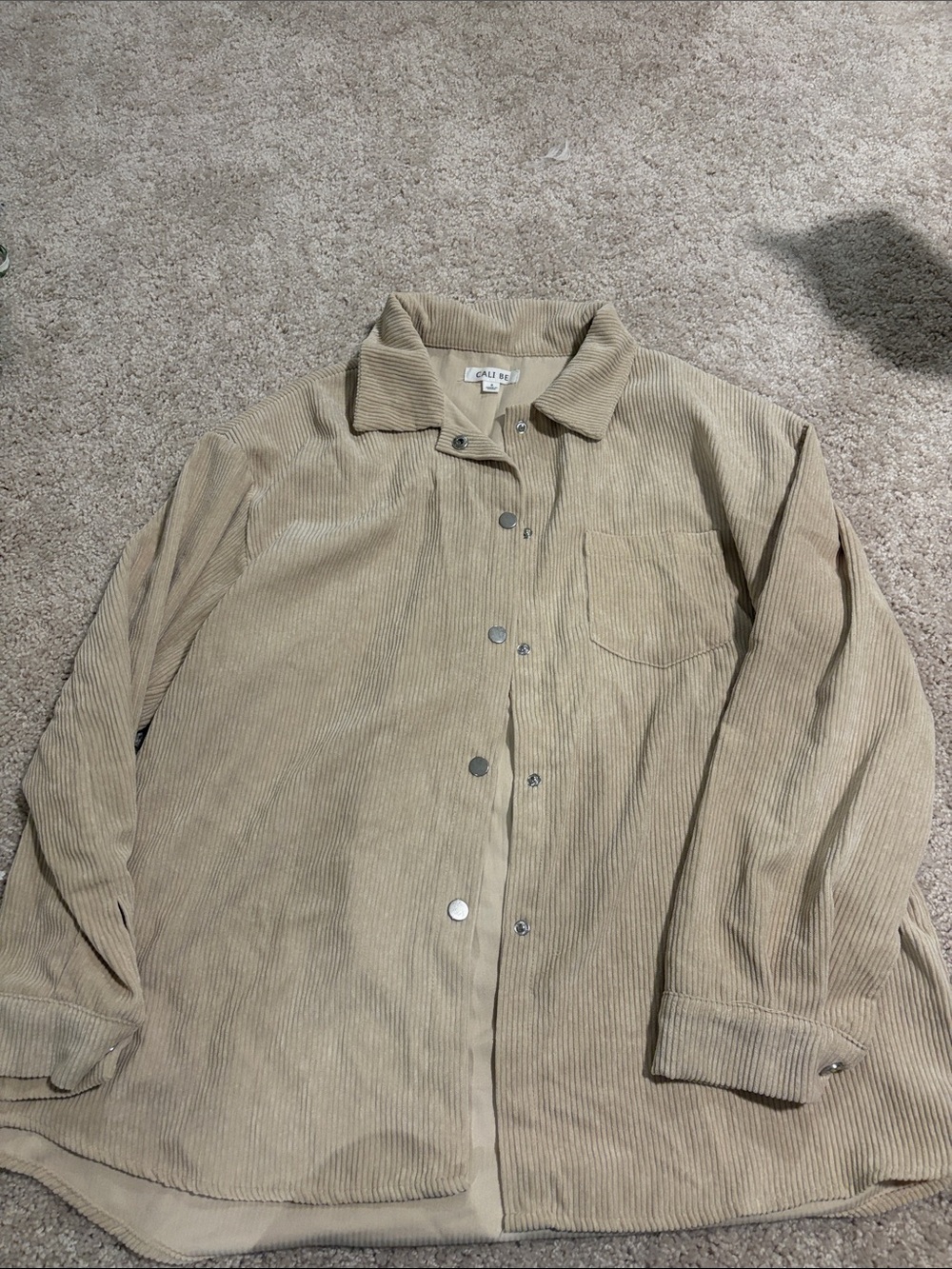 Women's Beige thin Corduroy Button-Up Jacket